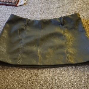 H&M Olive Green Leather Mini Skirt